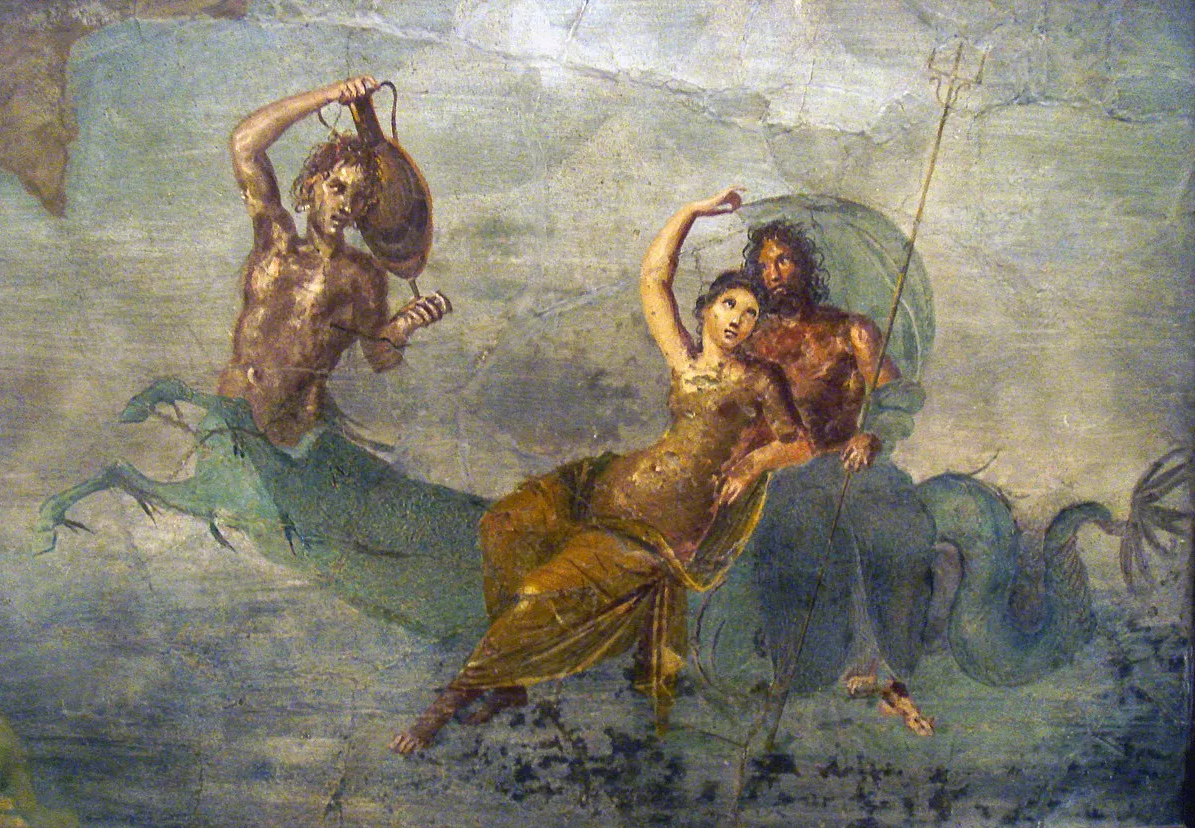 Pompeian fresco of Amphitrite and Poseidon